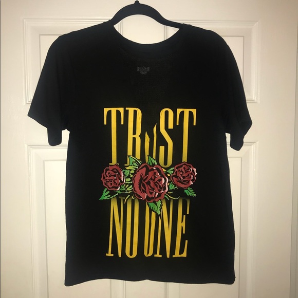 Trust No One Graphic T With Mesh V-Neck - Picture 1 of 8